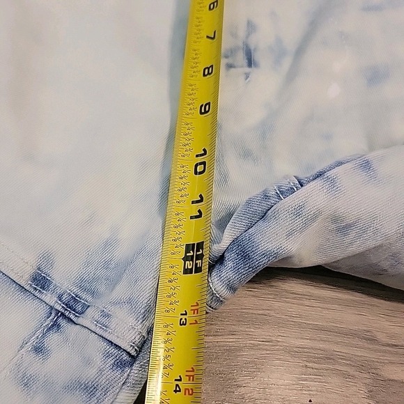 Smoke Rise Bermuda Shorts Mens 40  Blue hip hop Paint Splatter Distressed Denim - Picture 11 of 11